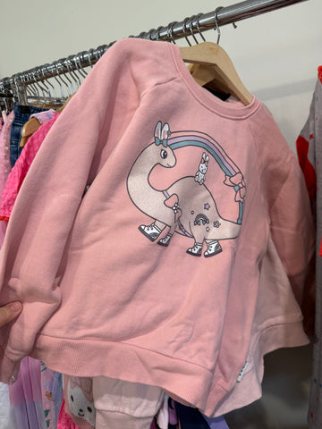 Hux pink dinosaur jumper Sz 8 EEUC