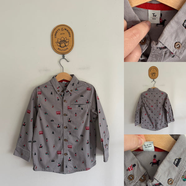 TU UK print l/s shirt Sz 5-6 as new