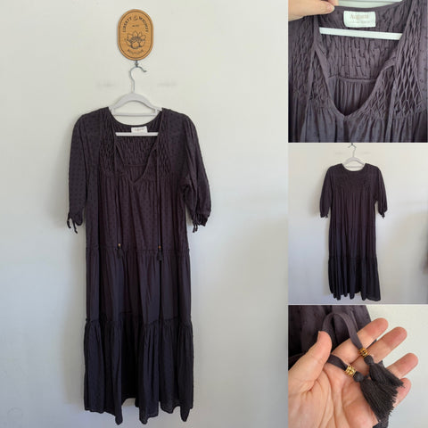 Auguste grey smocked dress Sz 10 as new
