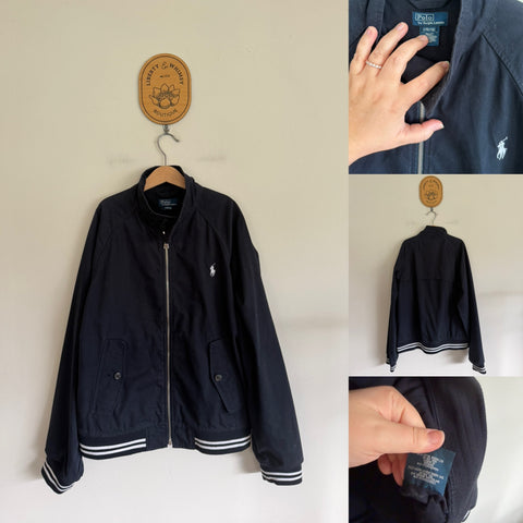 Polo Ralph Lauren navy jacket Sz 16-18 but best fit 12-14 imo EEUC
