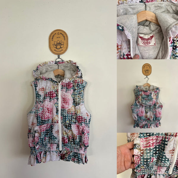 Paper Wings hooded floral vest Sz 10 as new