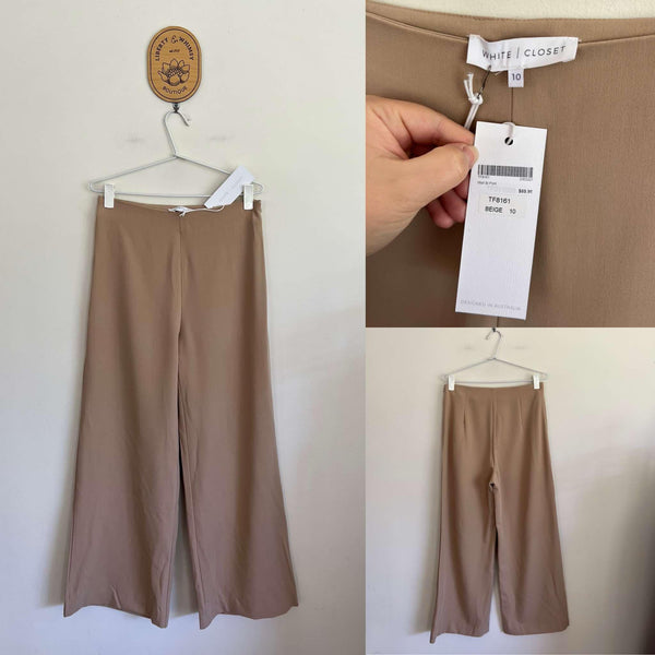 White Closet beige Wall St pants Sz 10 RRP $89.95 NWT