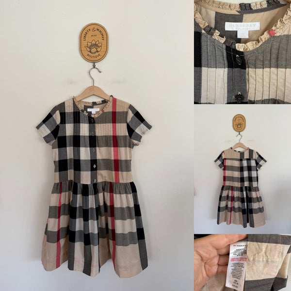 Burberry nova check pleat dress Sz 10 as new, worn once