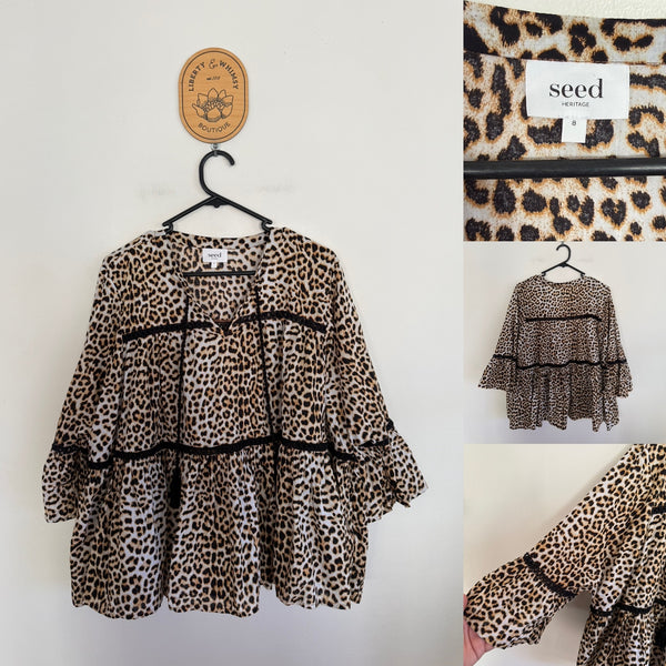 Seed leopard print blouse Sz 8 as new (looks unworn)