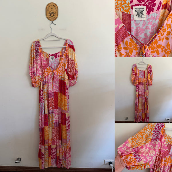 Dreamcatcher pink patchwork maxi dress Sz 14 XL EUC worn once