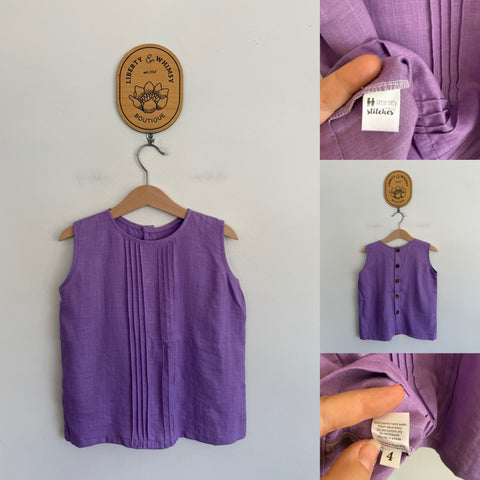 Little Bitty Stitches purple top Sz 4 NWOT