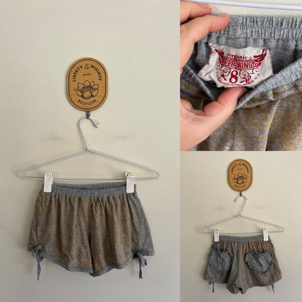 Paper Wings grey/gold shorts Sz 8 but small fit, EUC worn 3 times