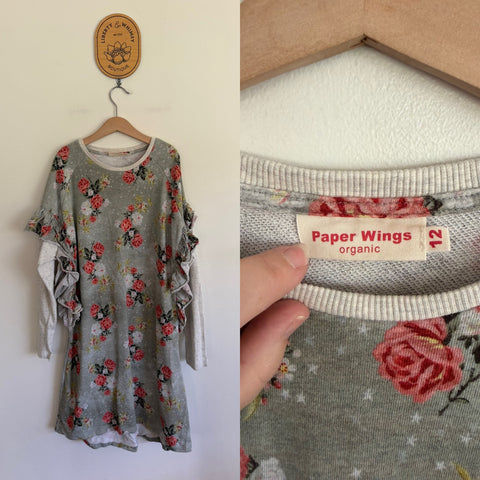 Paper Wings l/s floral jersey dress Sz 12 EEUC worn twice