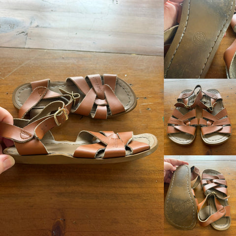 Saltwater tan sandals Sz 13 VGUC