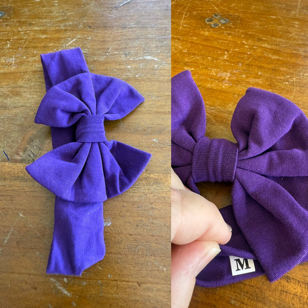 Purple Sz M bow 19cm 6-12m NWOT