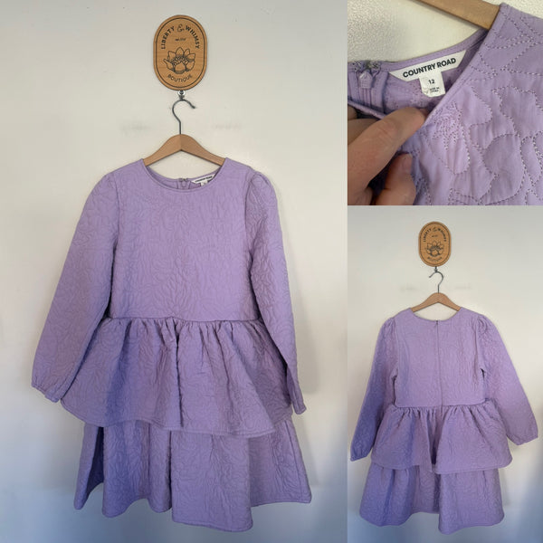 Country Road l/s lilac ruffle dress Sz 12 as new