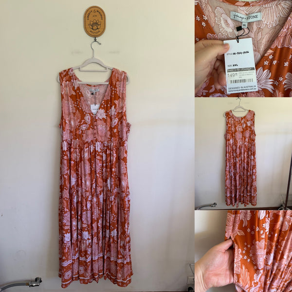 Honey + Stone Tia maxi papaya dress Sz XXL RRP $149 NWT