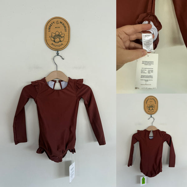 Jamie Kay l/s frill one piece swimmers Sz 0 NWT