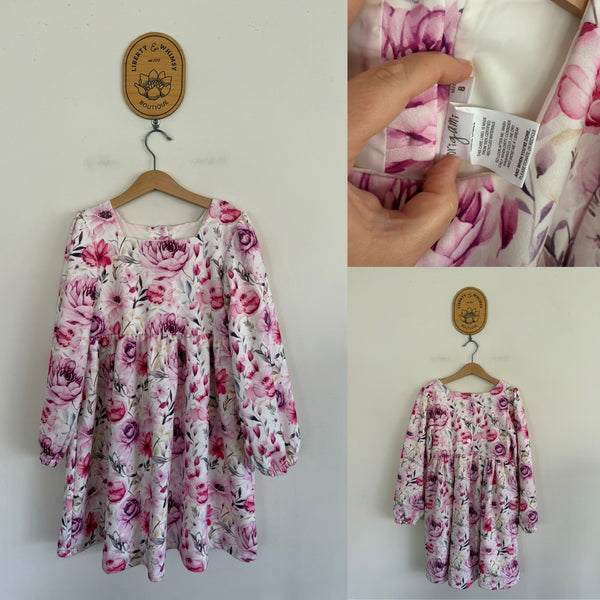 Origami l/s floral dress Sz 8 NWOT