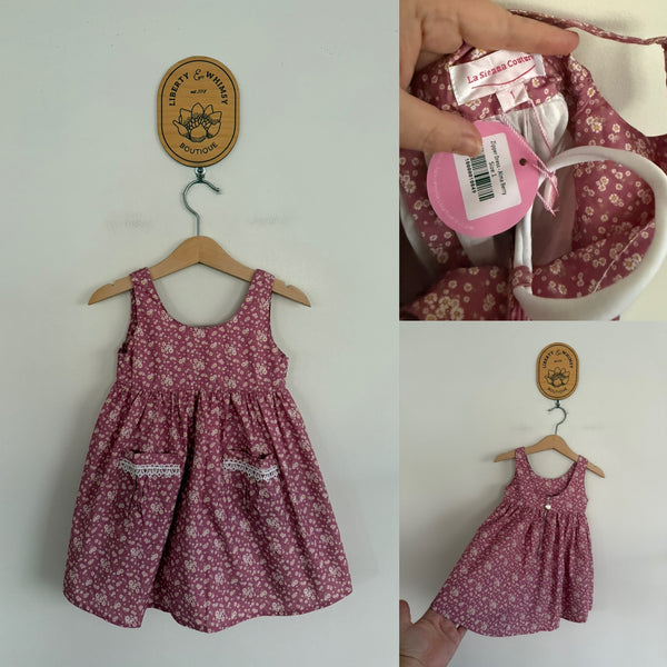 La Sienna Alma berry zipper dress and headband set Sz 1 NWT