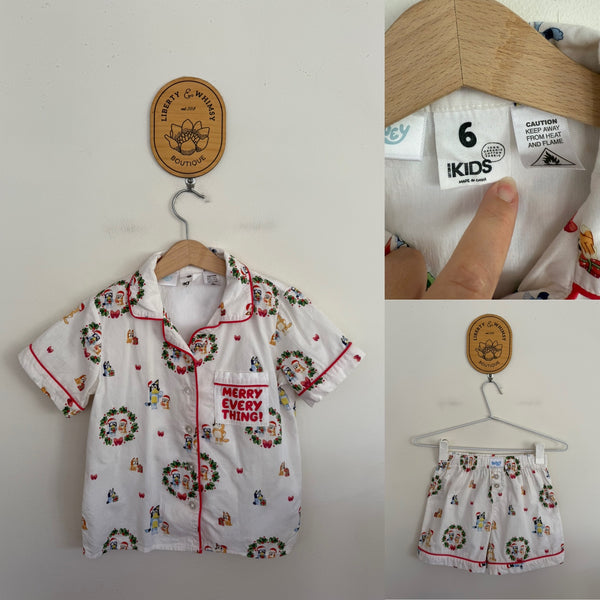 Cotton On Kids Bluey Christmas pjs Sz 6 VGUC