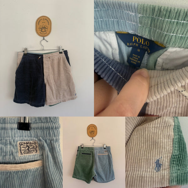 Ralph Lauren colour block corduroy shorts Sz 16 but best fit 12-14 imo VGUC