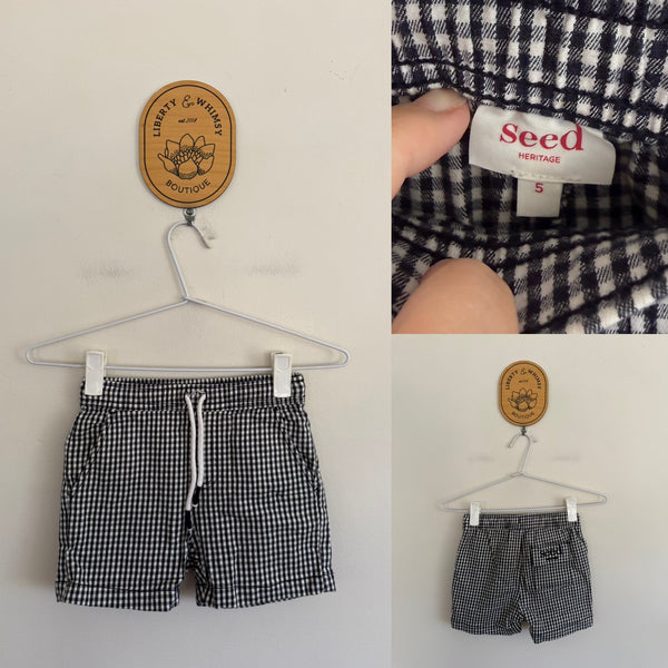 Seed navy/white gingham shorts Sz 5 EUC worn twice