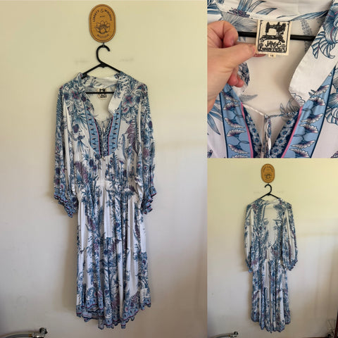 Jaase white/blue floral boho dress Sz 18 NWOT