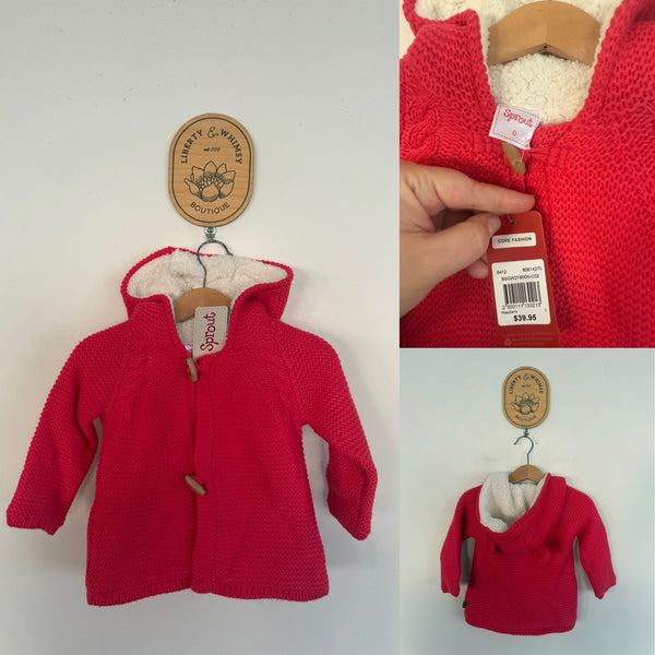 Sprout raspberry knit jacket Sz 0 NWT