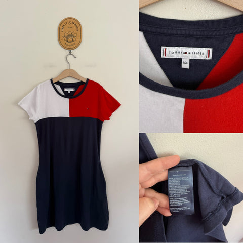 Tommy Hilfiger colour block pocket dress Sz 14 but small fit, EUC