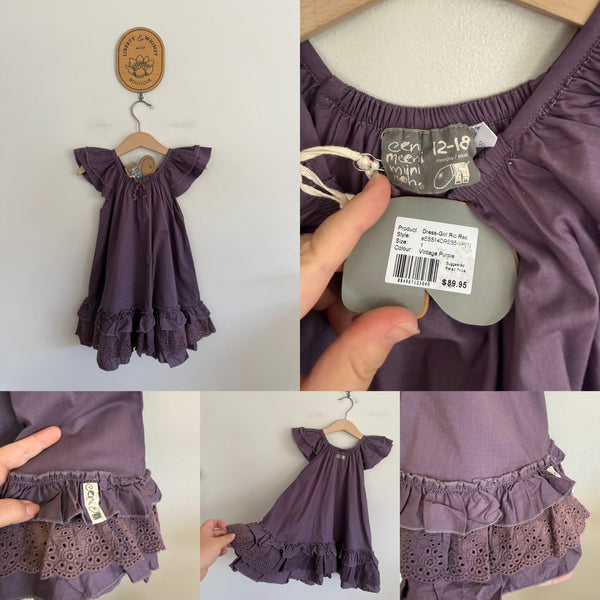 Eeni Meeni Miini Moh vintage purple dress Sz 1 RRP $89.95 NWD - light fade on some of the purple ruffles as pictured