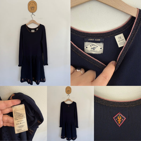Scotch R’Belle l/s navy embroidered dress Sz 12 as new