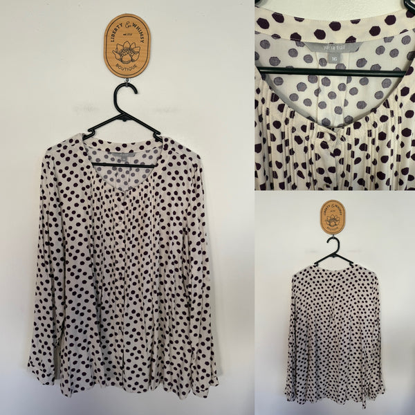 Yarra Trail l/s spot blouse Sz 16 as new (washed only)