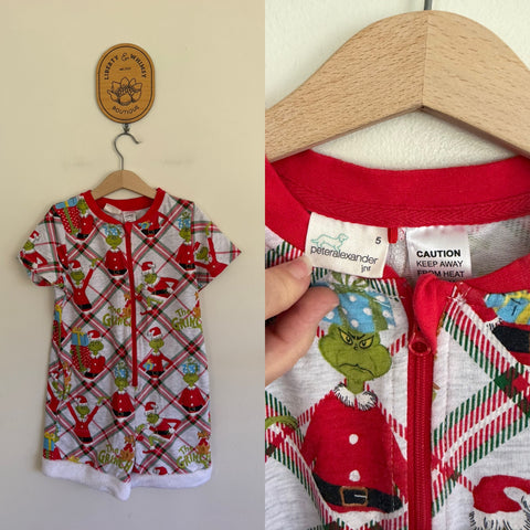 Peter Alexander Grinch Christmas onesie romper Sz 5 as new/EUC