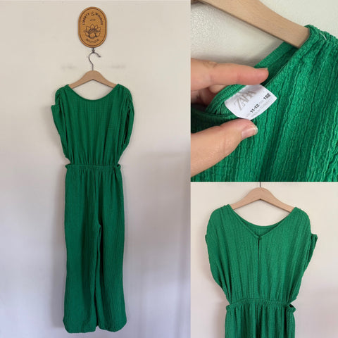 Zara Girl green jumpsuit Sz 11-12 as new