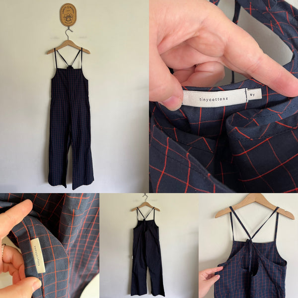 Tiny Cottons grid playsuit Sz 8 NWOT