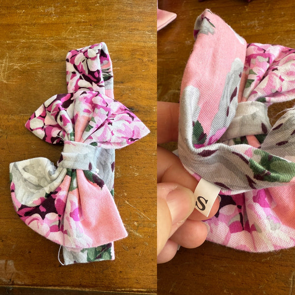 Multi pink floral Sz S bow 17cm 0-6m NWOT