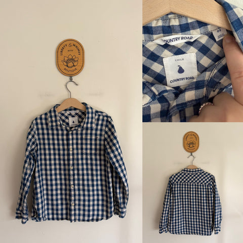 Country Road blue/white check shirt Sz 5 EEUC