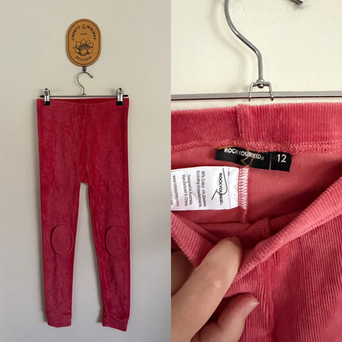 Rock Your Kid pink cord leggings Sz 12 EEUC