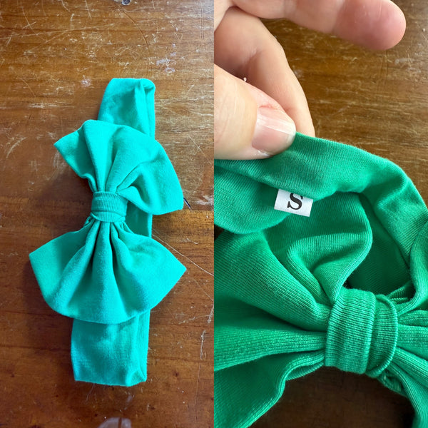 Green Sz S bow 17cm 0-6m NWOT