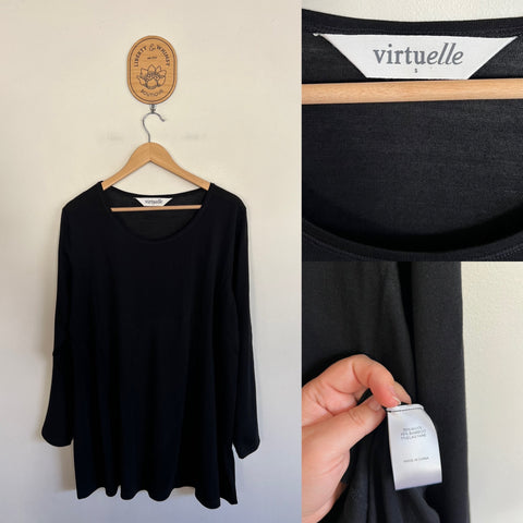 Virtuelle black wool/bamboo/elastane l/s top Sz S (plus size) as new