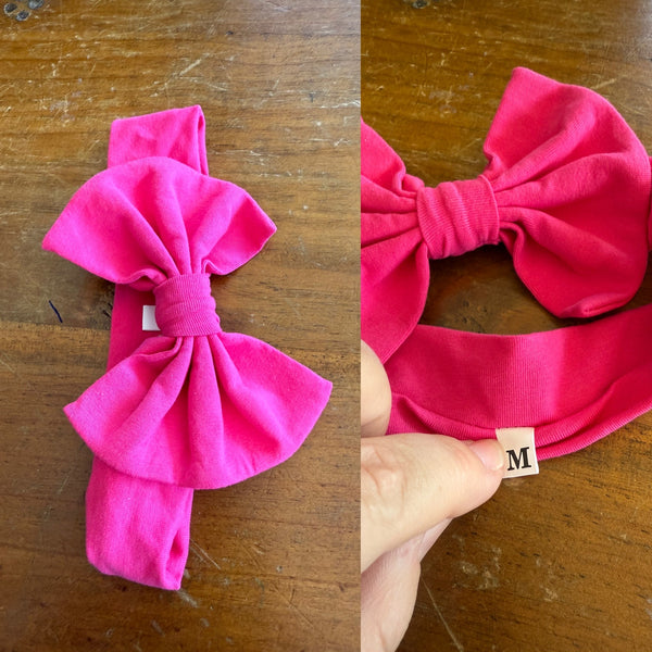 Dark pink Sz M bow 19cm 6-12m NWOT