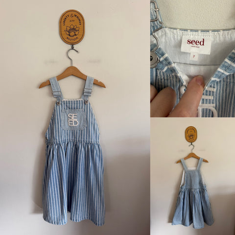 Seed denim stripe pinnie Sz 7 as new/EUC