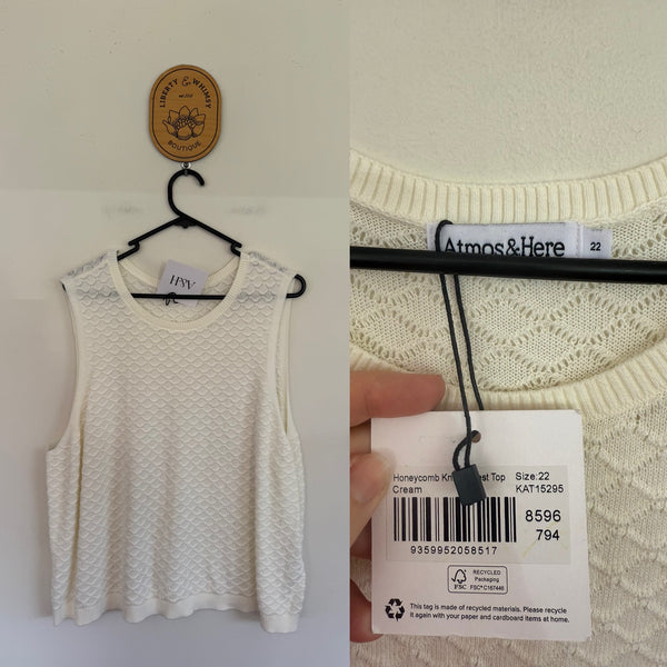 Atmos&here honeycomb knit vest Sz 22 NWT
