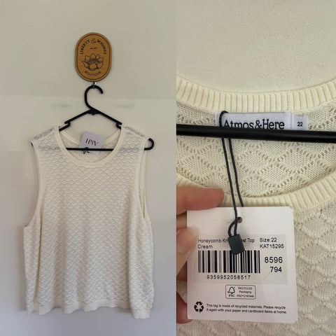 Atmos&here honeycomb knit vest Sz 22 NWT