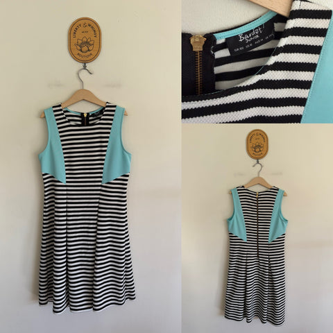 Bardot Junior stripe pleat dress Sz 14 (slim) as new