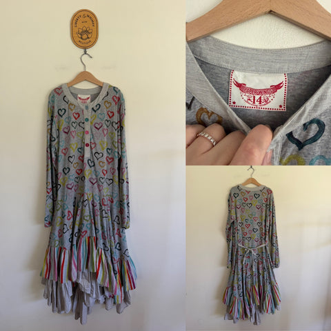 Paper Wings l/s heart swing dress Sz 14 as new