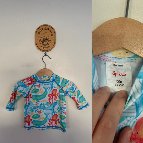 Sprout l/s ocean rash vest Sz 000 as new