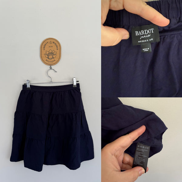 Bardot Jnr navy tiered skirt Sz 12 NWOT