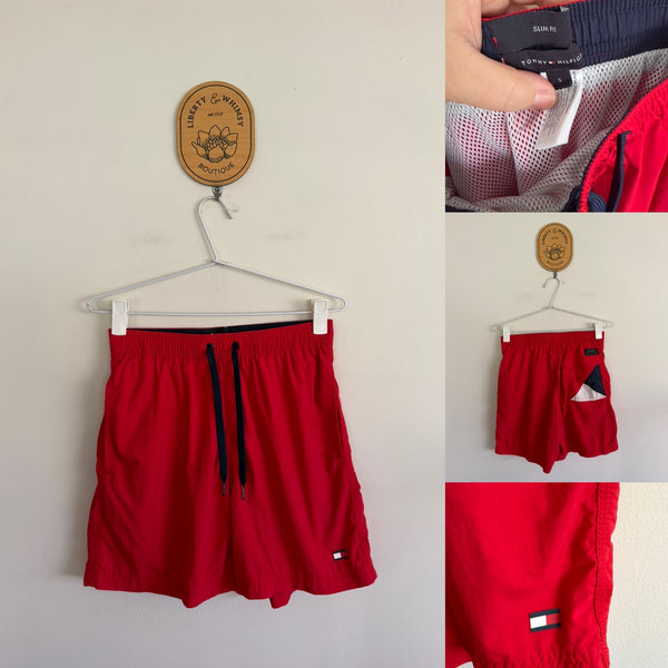 Tommy Hilfiger red netted board shorts Sz S or 14 teens as new