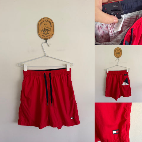 Tommy Hilfiger red netted board shorts Sz S or 14 teens as new