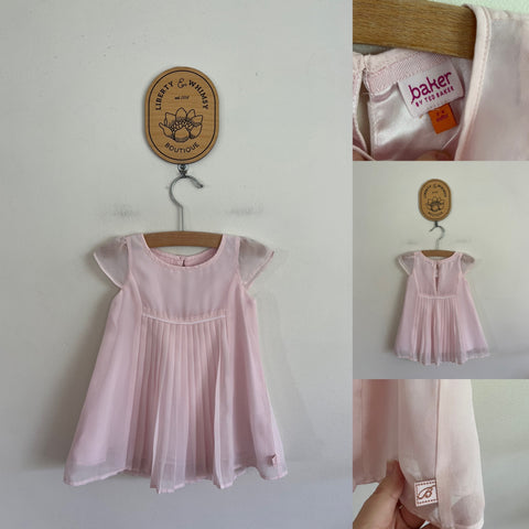 Baker Baby pink pleat dress Sz 00 as new