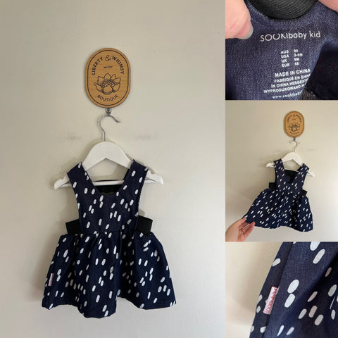Sookibaby spot pinafore Sz 00 as new