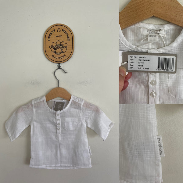 Purebaby white cotton shirt Sz 0000 NWT