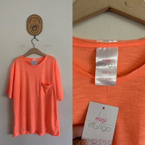 Mini Mango fluro orange T-shirt Sz 14 NWT